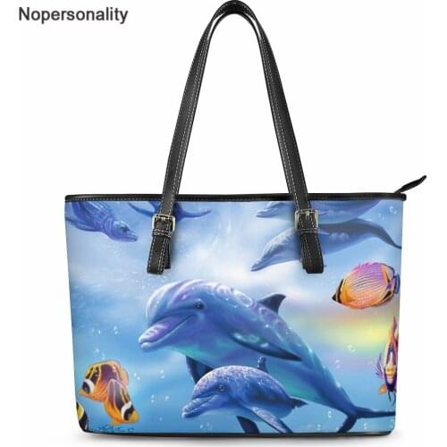 Nopersonality Handbags Women Fashion Cute Dolphin Print Large Capacity Ladies Crossbody Shoulder Bags Woman Tote Messenger Bags