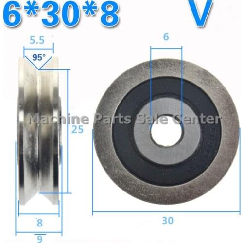 SWMAKER 6 * 30 * 8 V groove groove all steel wire pulley Z6 guide track embedded bearing pulley TU TV0630