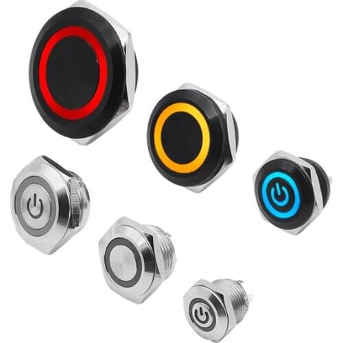 12/16//19/22/25/30mm Momentary Reset Short Metal Push Button Switch DIY Ultrathin Lamp Waterproof Touch With LED Light