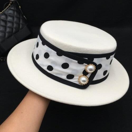 Fedora for woman new winter wool rite white hats wave celebrities tide British leisure Hepburn wind