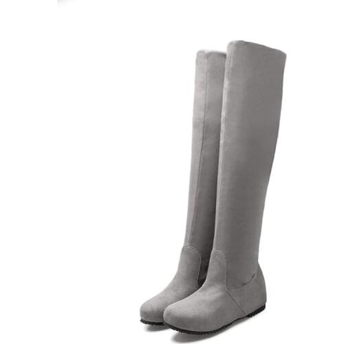 Botas Mujer Super Size 30- 52 Women Over Knee Half Wedge Boots Woman Snow Botas Fashion Winter Warm Boot Footwear Shoes 510