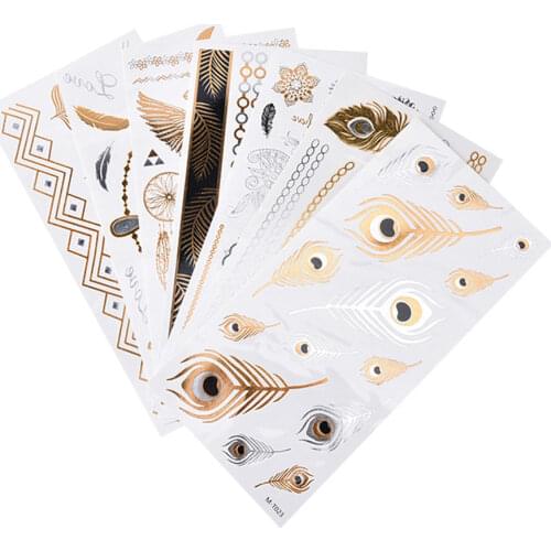 1Pc Chain Bracelet Fake Jewelry Waterproof Temporary Tattoo Summer Style Men Women Body Art Gold Metallic Tattoo Sticker