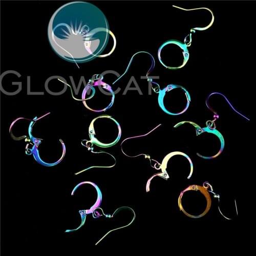 10pcs Earring Hooks Clasps Rainbow Silver Color Earring Clips Hook Findings For DIY Earring Jewelry