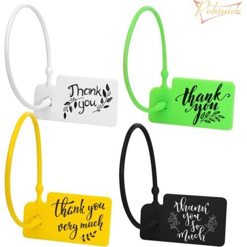 100pcs Thank You Tags In Stock Disposable Personalized Custom Plastic Security Product Gift Hang Label Tag for Wedding Favors