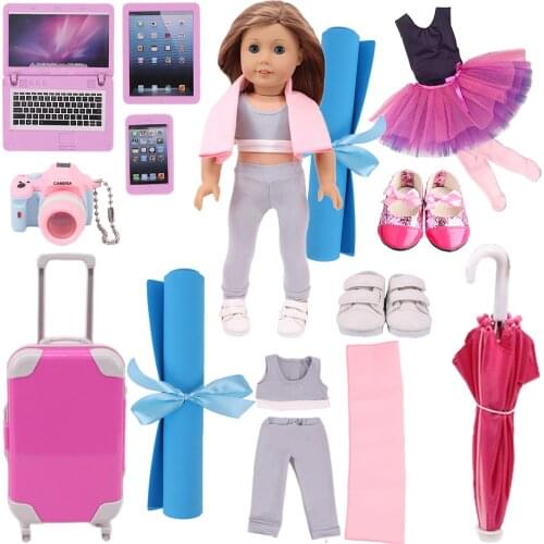 14 Pcs Ballet Yoga Suit for American 18 Inch Girl Doll Clothes Accessories and 43 cm New Born Baby Items and Our Generation
