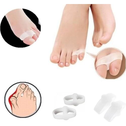 2pcs=1Pair toe corrector Soft silicone Foot Care Tool feet Pain Relief Toe Separator Protect Valgus Straightener two-hole