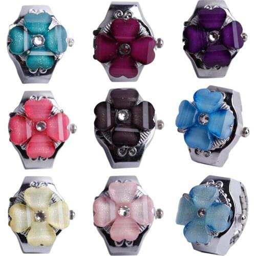 2 PCS Free shipping 2018 Popular Creative Lady Girl Steel Round Elastic Quartz Finger Ring Watches