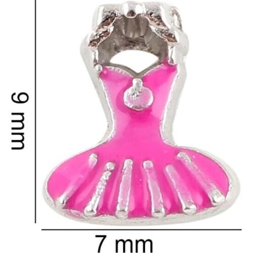 20Pcs/Lot Pink Skirt Floating Charms Hand-made DIY for Glass Lockets