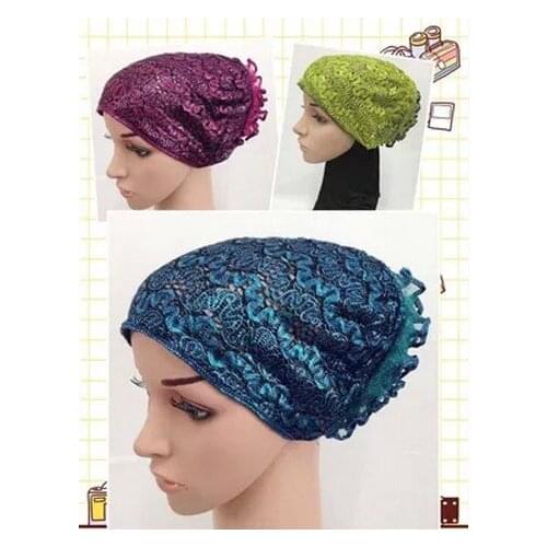 2016 new designs assorted colors muslim underscarf caps ,flower underscarf XM129