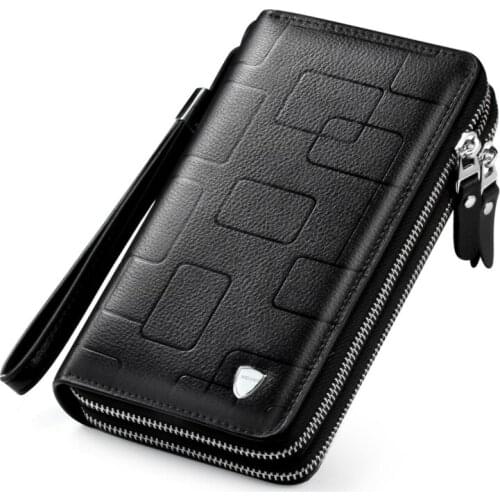 2020 Cowhide mobile phone bag multi-card youth wallet card bag tide wallet long first layer cowhide mens zipper wallet