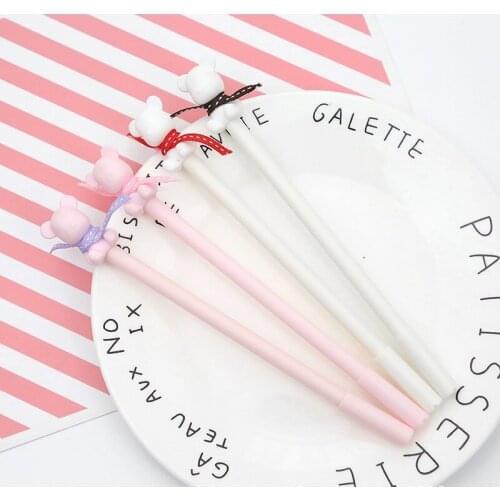 4pcs Cartoon Candy bear bowknot gel pen 0.5mm Black color writing pens Gift Stationery School supplies Material escolar EB859