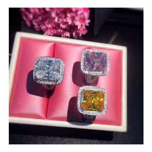 4 colors Luxury 8ct 5A zircon Stone White Gold Filled Engagement Wedding Band Rings for women men Big Party ring finger jewelry