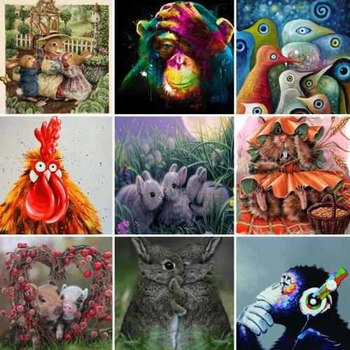 40/50/60 5D Full Square diamond painting Animal embroidery mosaic Cross Stitch DIY Wall Sticker home Decoration Christmas Gift