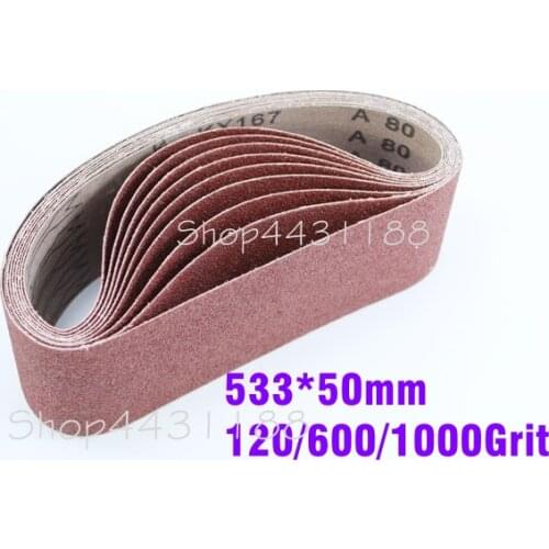 5pcs 533*50mm 120/600/1000grit Abrasive Band Sanding Screen Belt Sanding Polisher Paper Abrasive Belt