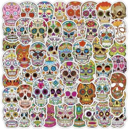 50pcs Halloween Scary Skull Stickers For Notebook Laptop Stationery Notepad Vintage Sticker Scrapbooking Material Craft Supplies