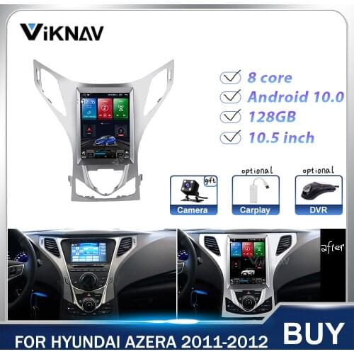 Android Vertical Screen Car Radio GPS Navigation Heat Unit for Hyundai Azera 2011 2012 Car Multimedia Player Stereo 128g