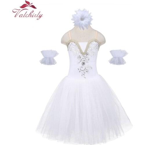 White Ballet Tutu Costume Girls Ballerina Dress Kids Ballet Dress Dancewear Stage Party Costumes