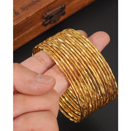 Bangrui 15pcs 2.6inch Wholesale/ Gold Color Ethiopian bangle bracelet bangle Dubai jewelry Gold Dubai big circle bangles