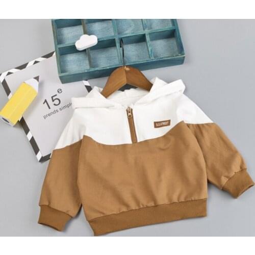 Baby Long-Sleeved Zipper coat Boys Girls Sweater Hooded Cotton patchwork Casual Cardigan coat kid top clothes baby 0-12M 2-3Y