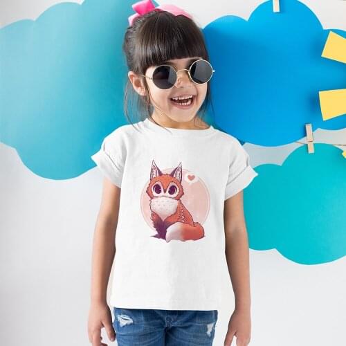 Cute Fox Bebe Camiseta Kawaii Harajuku Summer Kids T-shirt Cozy Short Sleeve Casual Childrens Clothing Fashion Urbano Girl Tees