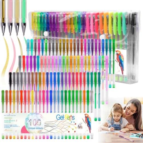 100 Colors Pen Gel Pen Back to School 0.5mm Glitter Pen for Writing Highlighters Kawaii School Supplies Set
