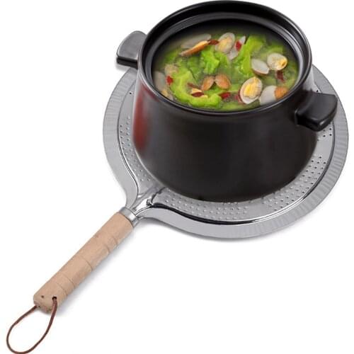 Induction Hob Converter Cooking Plate Iron Heating Diffusion Plate with Wooden Handle Coffee Milk Cookware Stove Heat Diffuser