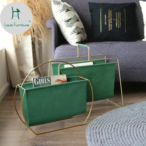 Louis Fashion BookCases Magazine Racks metal leather fashion magazine newspaper bedroom living room simple small Nordic