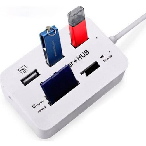 Hub Portatile All In One USB 2.0 3 Porte Con Lettore Di Schede USB Combinato Per MS/M2/SD/MMC/TF Per Lettore Di Schede Per PC