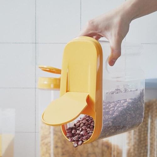 1PC Plastic Cereal Dispenser Storage Box Kitchen Food Grain Rice Container Kitchen Flour Grain Rice Storage Box With Measure Cup
