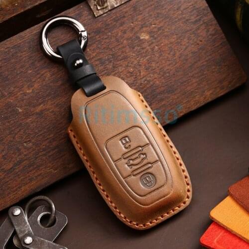Leather Car Key Case Cover Shell Protector Styling Accessories for VW Volkswagen Phideon