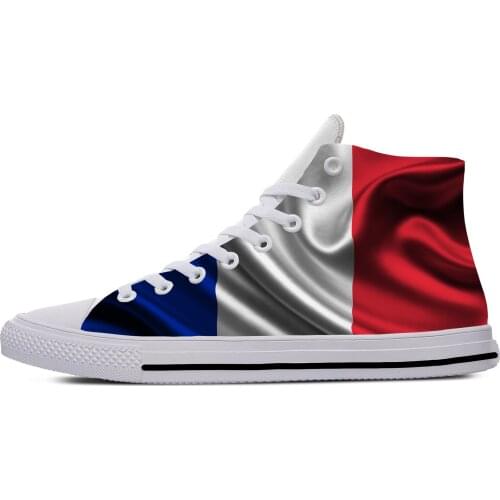 France French Republic Flag Patriotic Fashion Casual Cloth Shoes High Top Lightweight Breathable 3D Print Men Women Sneakers