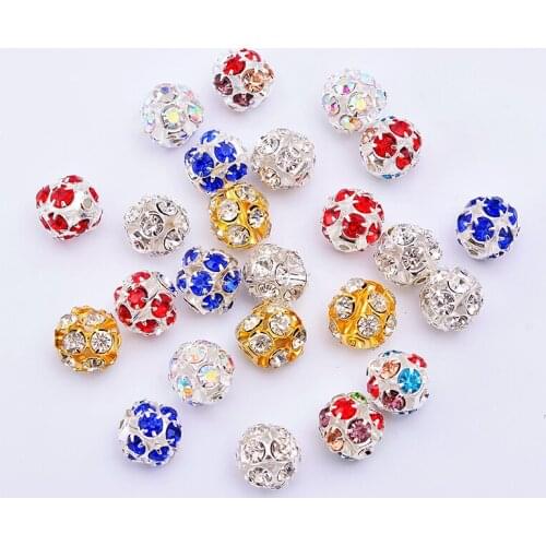 20p 6-14mm colors Round Pave Crystal Rhinestones Disco Ball Spacer loose Beads diy jewelry making Accessories wholesale supplier