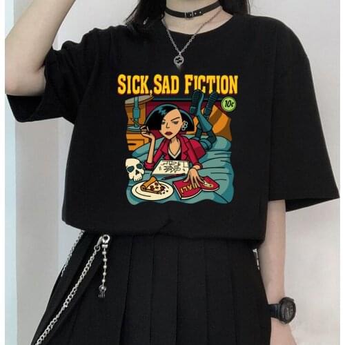 Summer Harajuku Print Vintage Women T-Shirt Casual Kpop Tee Loose Cotton Street Fashion Ulzzang Punk Oversize Camisetas Mujer