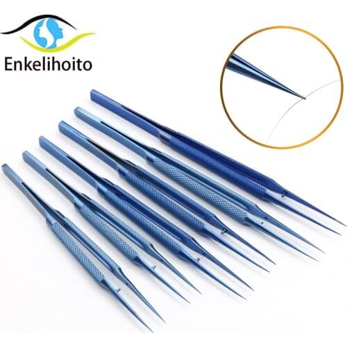 Titanium alloy microscopic tweezers double eyelid surgery tool ophthalmology straight bending platform with gums