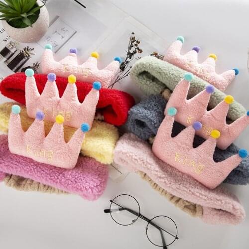 Cute crown cashmere hair with sweet girl dress up face washing yoga hair towel with children party performance photography props