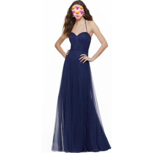 Halter Bridesmaid Dresses Fashion Navy Blue Tulle Wedding Party Dresses 2020 Dresses Woman Party Night