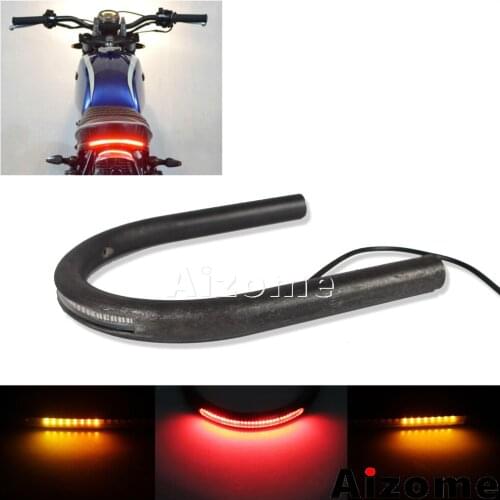 6" Wide Cafe Racer 7/8" Flat Tube For Honda Yamaha Suzuki CB CG SR XJ XS GS Rear Seat Frame Hoop LED Taillight Turn Signals