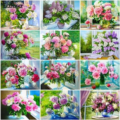 Peony Full Square Diamond Embroidery Flower Mosaic Cross Stitch Kit Vase Rhinestone Picture 5D DIY Diamond Painting Home Decor