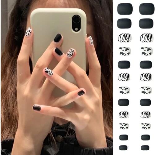 Upgrade 24pcs Matte Leopard False Nails Full Cover Fake Nails Detachable Manicure Press On Nail Decoration DIY Nail Art Hot Sale