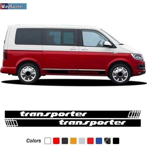 2 Pcs Car Door Side Stripes Sticker Graphics Vinyl Body Decal For VW Volkswagen Transporter T5 T6 Tuning Multivan Accessories