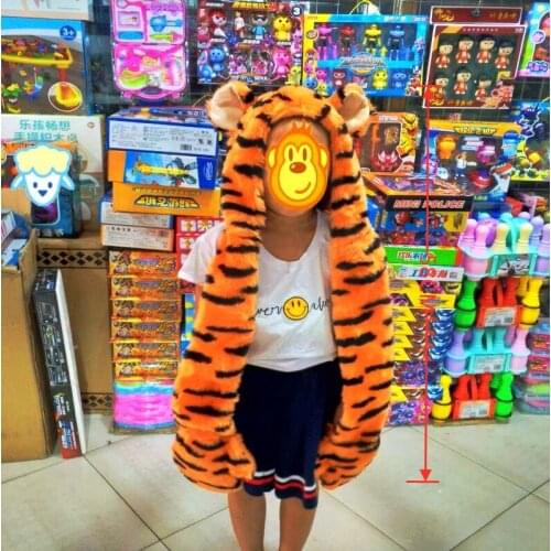 Original Disney Pooh Friends Tigger Plush Toy One-piece Hat Gloves High Quality Kawaii Kids Gift