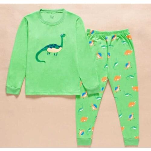 New Cartoon Kids Pyjamas 100% Cotton Boys Pajamas Sets For Children Sleepwear Baby Clothes sets Dinosaur 2 -7 Year T-Shirt