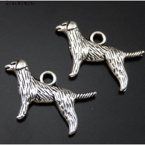 GraceAngie 30pcs Zinc Alloy Pup Dog Shape Charms Necklace Pendant Bracelet Keychain Women Men Jewelry DIY Accessory 23*14*2mm