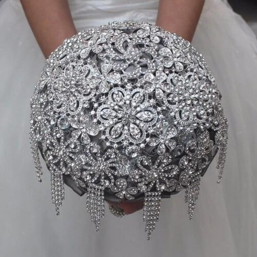 Crystal Bridal Bouquet De Mariage Luxury Flower Tassels Crystal Wedding Bouquets Bling Rhinestone Wedding Flowers Bouquet Custom