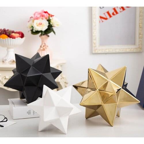Modern Porcelain Geometry Shape Particle Model Tabletop Ceramics Star Figure Pyramid Sign Ornament Novelty Handicraft Room Decor
