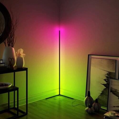 LED Corner Floor Lamp Nordic Modern RGB Remote Control Colorful Atmosphere Indoor Standing Night Light Home Bedroom Living Decor