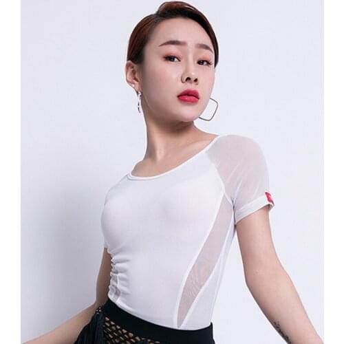 Slim Latin Dance Top Women Short Sleeve Tango Salsa Cha Cha Samba Rumba Ballroom Practice Wear Performance Rave Outfit DF1589