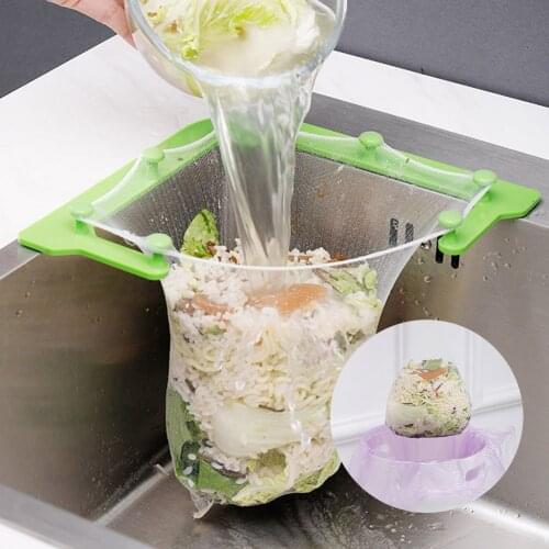 Triangle Filter Tri-Holder with 50pcs Disposable Mesh Bag Kitchen Sink Strainer Mesh Garbage Bag for Kitchen Waste