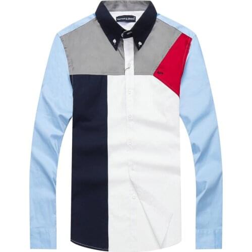 Top Clothes 2021 Men Brand Blouse Business Patchwork Casual Shirt Italy Harmont Blaine Blouses Male Dress Shirts Plus Size M-XXL