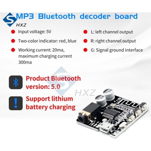 VHM-314 V2.0 Bluetooth 5.0 Audio Receiver Decoder Board Stereo MP3 Music Player with Button For Car Speaker DIY Kit